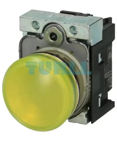 Siemens 3SU1152-6AA30-1AA0 Yellow LED Indicator Light, 22 mm Metal, 24 V AC/DC
