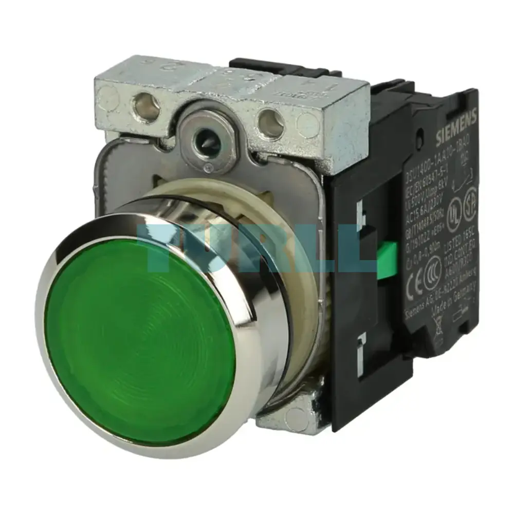 Siemens 3SU1156-0AB40-1BA0 Illuminated Pushbutton 22mm, Green, Metal, Momentary, 230V LED Original Brand New 1 Siemens 3SU1156-0AB40-1BA0 Illuminated Pushbutton 22mm, Green, Metal, Momentary, 230V LED