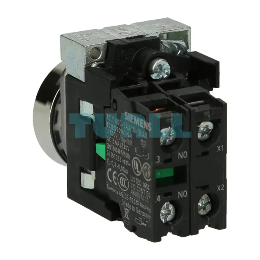 Siemens 3SU1156-0AB40-1BA0 Illuminated Pushbutton 22mm, Green, Metal, Momentary, 230V LED Original Brand New 2 Siemens 3SU1156-0AB40-1BA0 Illuminated Pushbutton 22mm, Green, Metal, Momentary, 230V LED