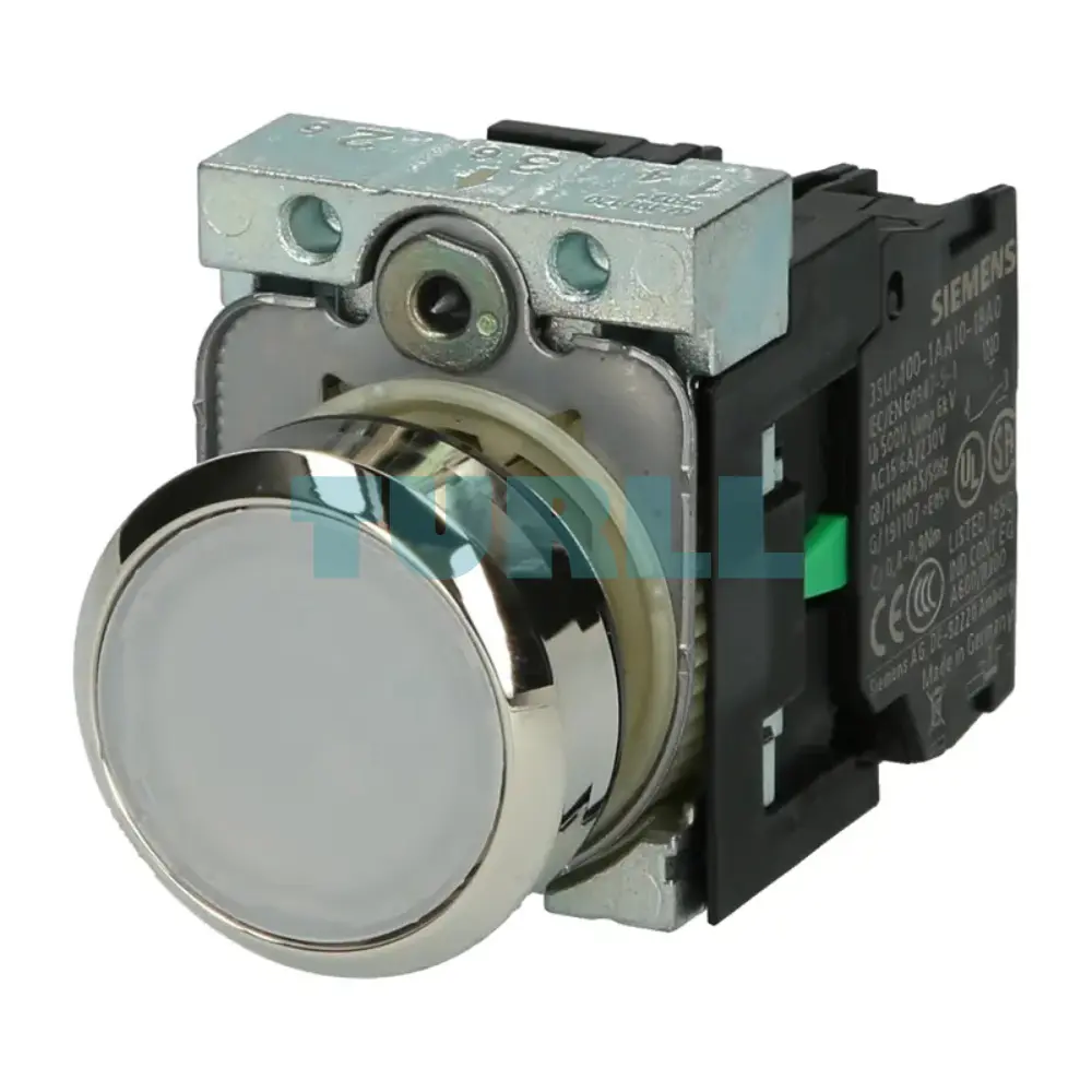 Siemens 3SU1156-0AB60-1BA0 Illuminated Pushbutton, 22mm, Metal White LED, 230V AC Original Brand New 1 Siemens 3SU1156-0AB60-1BA0 Illuminated Pushbutton, 22mm, Metal White LED, 230V AC