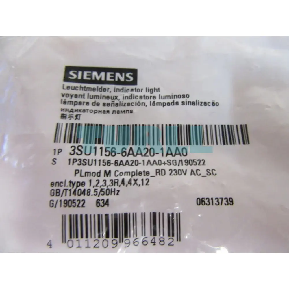 Siemens 3SU1156-6AA20-1AA0 Indicator Light, 22mm, Red LED Metal Shiny Lens, 230V AC Original Brand New 4 Siemens 3SU1156-6AA20-1AA0 Indicator Light, 22mm, Red LED Metal Shiny Lens, 230V AC
