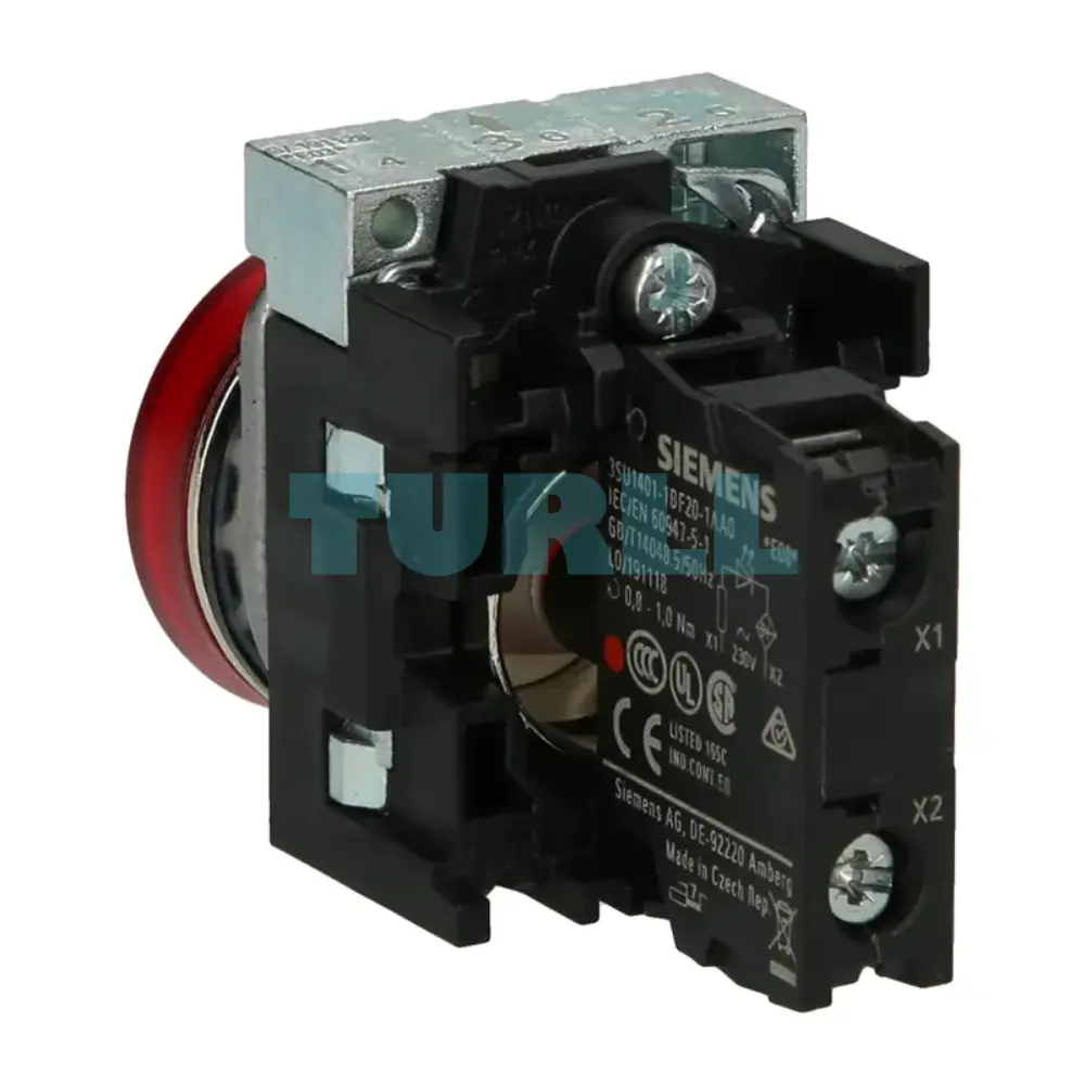 Siemens 3SU1156-6AA20-1AA0 Indicator Light, 22mm, Red LED Metal Shiny Lens, 230V AC Original Brand New 3 Siemens 3SU1156-6AA20-1AA0 Indicator Light, 22mm, Red LED Metal Shiny Lens, 230V AC