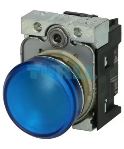 Siemens 3SU1156-6AA50-1AA0 LED Indicator Light, 22mm, Blue Round Metal Signal Lamp, 230V AC