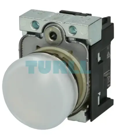 Siemens 3SU1156-6AA60-1AA0 Indicator Light, 22mm, Round, Metal, LED Signal Lamp, White Lens, 230V AC