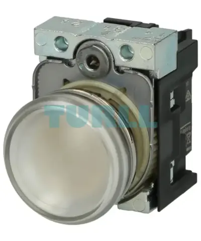 Siemens 3SU1156-6AA70-1AA0 SIRIUS ACT Indicator Light, 22mm Round Metal, Clear Lens, 230V AC LED