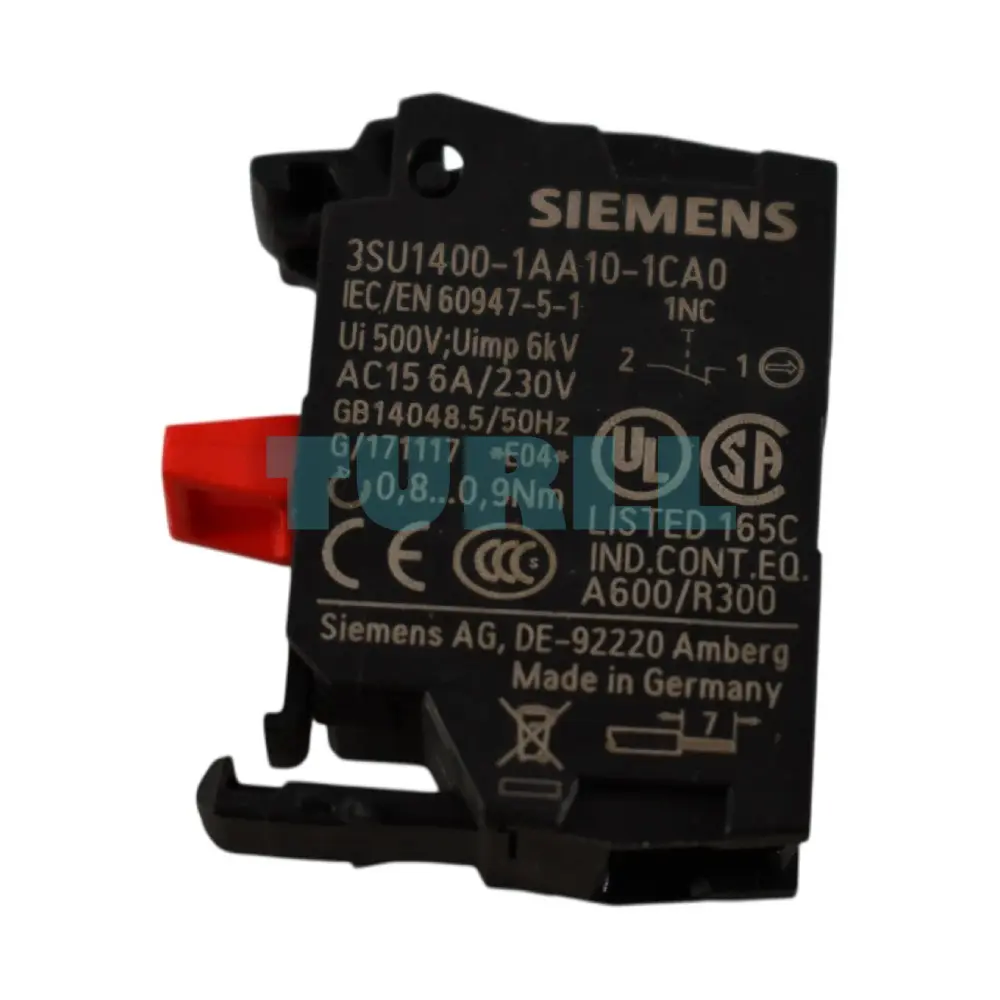 Siemens 3SU1400-1AA10-1CA0 Contact Module, 1 NC Contact, Screw Terminal, Front Plate Mounting Original Brand New 1 Siemens 3SU1400-1AA10-1CA0 Contact Module, 1 NC Contact, Screw Terminal, Front Plate Mounting
