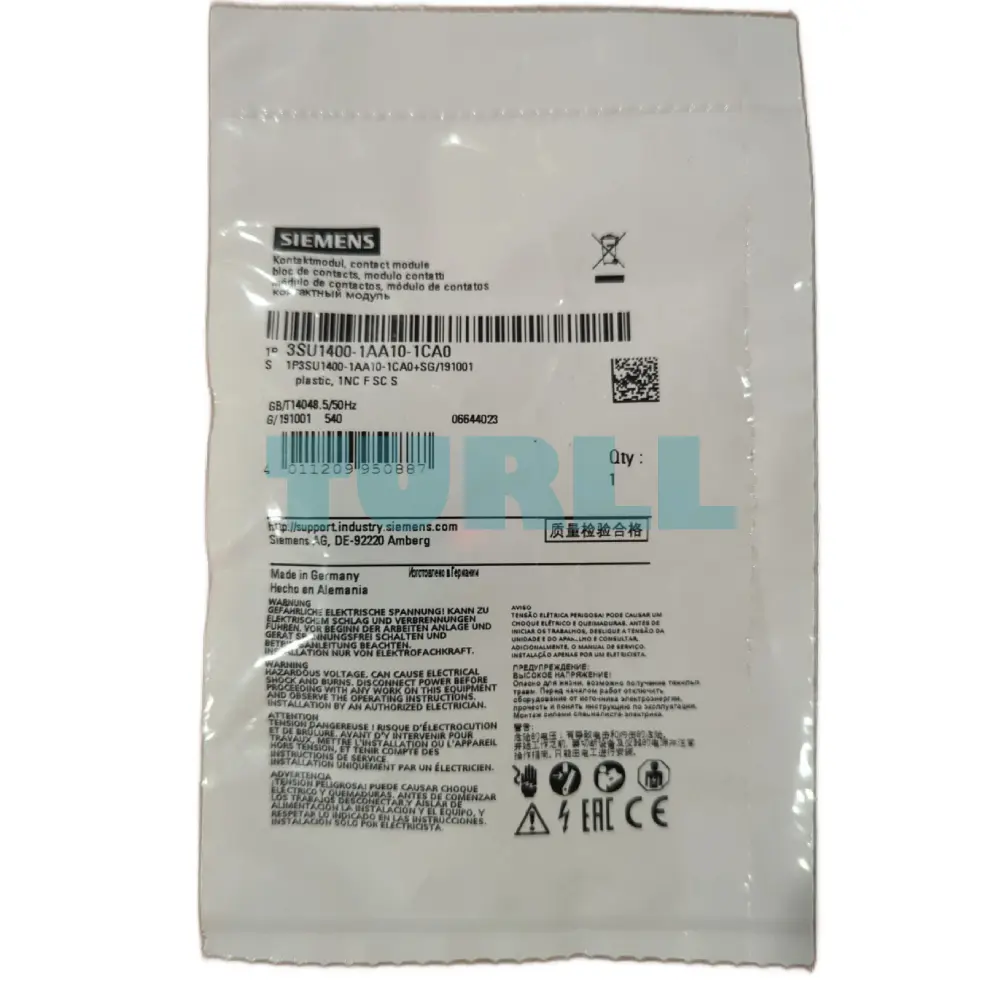 Siemens 3SU1400-1AA10-1CA0 Contact Module, 1 NC Contact, Screw Terminal, Front Plate Mounting Original Brand New 4 Siemens 3SU1400-1AA10-1CA0 Contact Module, 1 NC Contact, Screw Terminal, Front Plate Mounting