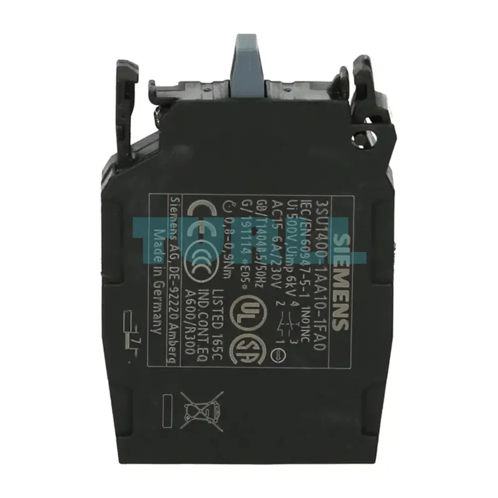 Siemens 3SU1400-1AA10-1FA0 Contact Module, 1 NO + 1 NC, Screw Terminal, Front Plate Mounting Original Brand New 1 Siemens 3SU1400-1AA10-1FA0 Contact Module, 1 NO + 1 NC, Screw Terminal, Front Plate Mounting