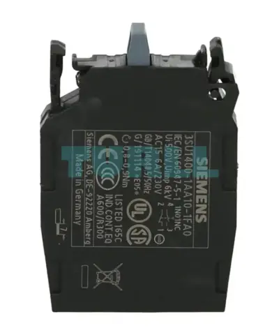 Siemens 3SU1400-1AA10-1FA0 Contact Module, 1 NO + 1 NC, Screw Terminal, Front Plate Mounting
