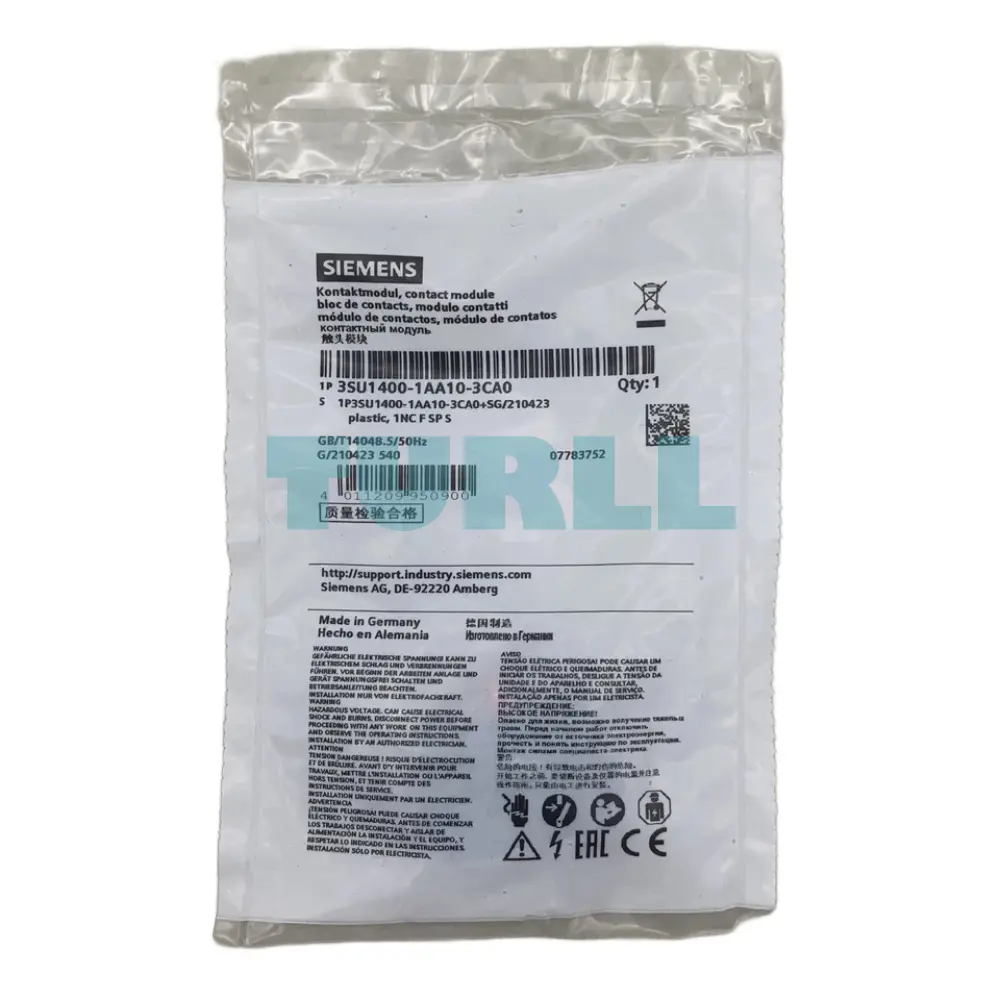 Siemens 3SU1400-1AA10-3CA0 Contact Module, 1 NC, Spring-Type Terminal, Front Plate Mounting Original Brand New 4 Siemens 3SU1400-1AA10-3CA0 Contact Module, 1 NC, Spring-Type Terminal, Front Plate Mounting