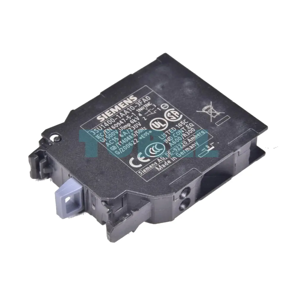 Siemens 3SU1400-1AA10-3FA0 Contact Module, 1 NO + 1 NC, Spring-Type Terminal, Front Plate Mounting Original Brand New 1 Siemens 3SU1400-1AA10-3FA0 Contact Module, 1 NO + 1 NC, Spring-Type Terminal, Front Plate Mounting