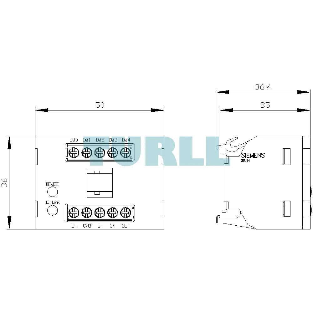 Siemens 3SU1400-1GD10-1AA0 IO-Link Electronics Module for ID Key-Operated Switch, 24V DC