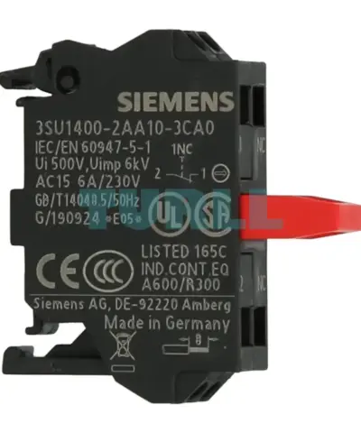 Siemens 3SU1400-2AA10-3CA0 Contact Module, 1 NC, Spring-Type Terminal, Floor Mounting