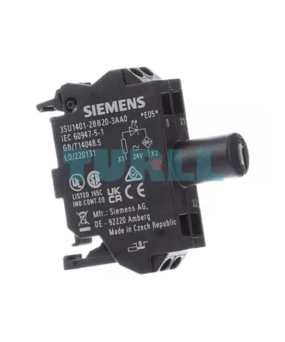 Siemens 3SU1401-1BB20-3AA0 LED Module 24V AC/DC, Red, Spring-Loaded Terminal, Front Plate Mounting