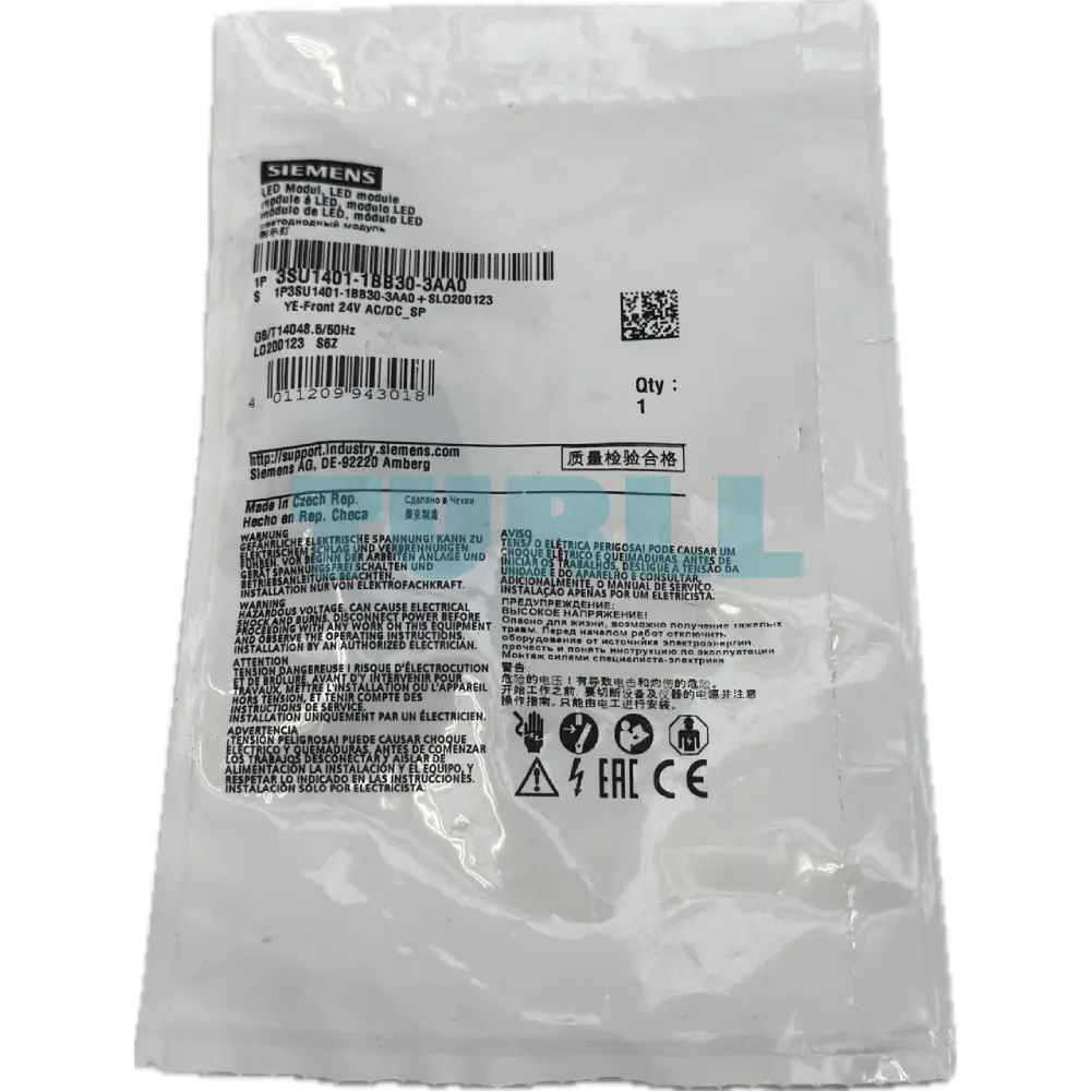Siemens 3SU1401-1BB30-3AA0 LED Module, 24V AC/DC, Yellow, Spring-Loaded Terminal Original Brand New 4 Siemens 3SU1401-1BB30-3AA0 LED Module, 24V AC/DC, Yellow, Spring-Loaded Terminal