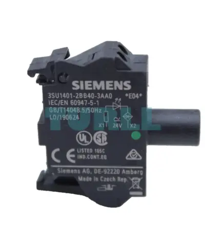 Siemens 3SU1401-2BB40-3AA0 LED Module, Green, 24 V AC/DC, Spring-Loaded Terminal, Floor Mount