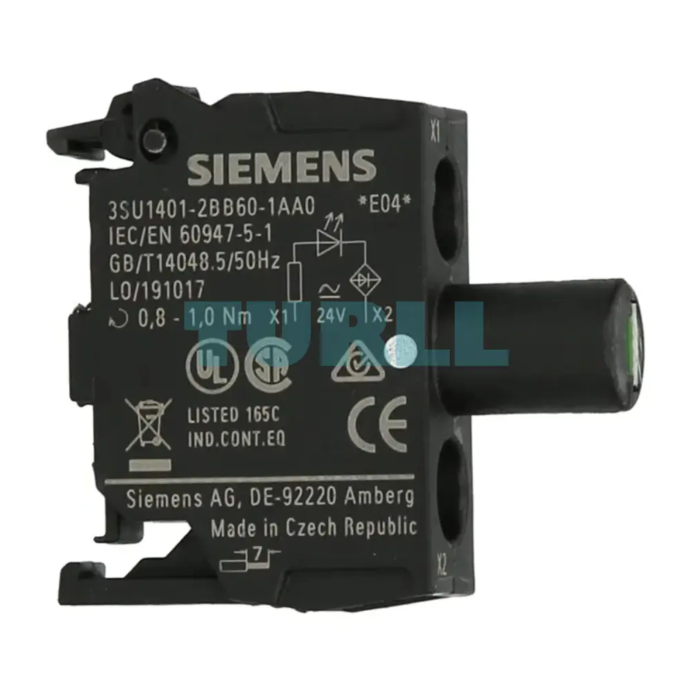 Siemens 3SU1401-2BB60-1AA0 LED Module 24V AC/DC, White, Integrated LED, Screw Terminal