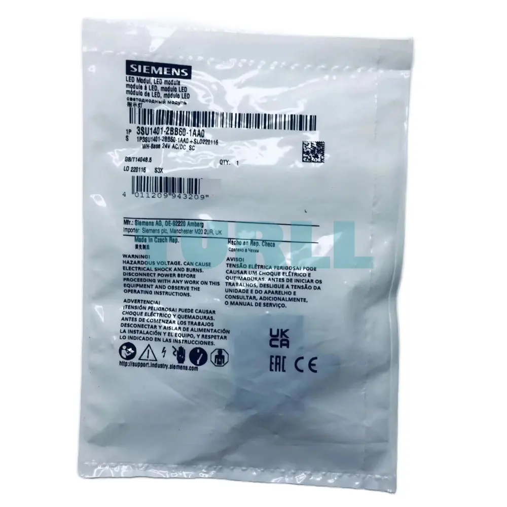 Siemens 3SU1401-2BB60-1AA0 LED Module 24V AC/DC, White, Integrated LED, Screw Terminal