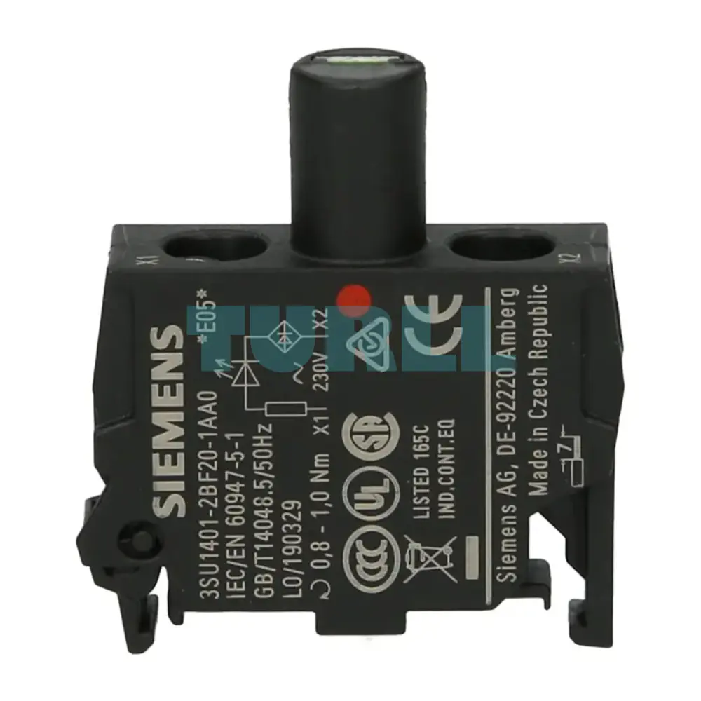 Siemens 3SU1401-2BF20-1AA0 Red LED Module, 230V AC, Screw Terminal, Floor Mounting Original Brand New 1 Siemens 3SU1401-2BF20-1AA0 Red LED Module, 230V AC, Screw Terminal, Floor Mounting