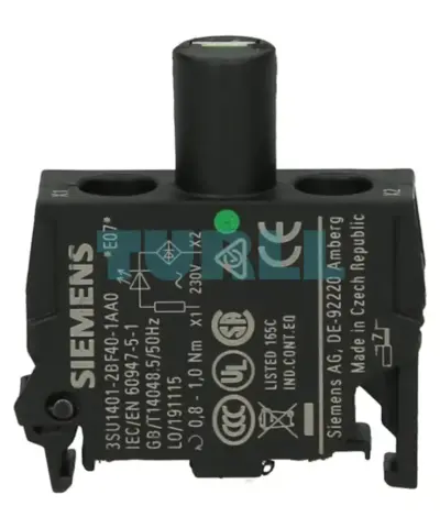 Siemens 3SU1401-2BF40-1AA0 Green LED Module, 230V AC, Screw Terminal, Floor Mounting