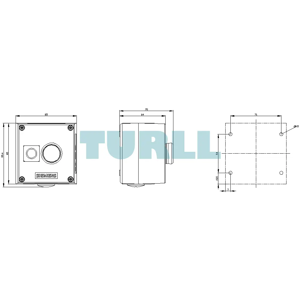 Siemens 3SU1851-0AC00-2AB1 SIRIUS ACT Enclosure Red Pushbutton, 1 NC, Metal, 22mm