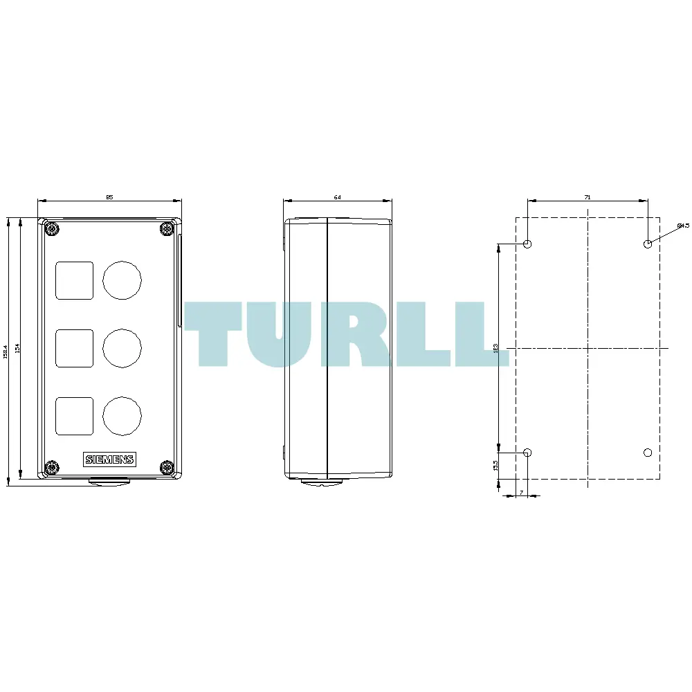 Siemens 3SU1853-0AA00-0AB1 Metal Enclosure for 22 mm Command Devices, 3 Control Points Original Brand New 5 Siemens 3SU1853-0AA00-0AB1 Metal Enclosure for 22 mm Command Devices, 3 Control Points