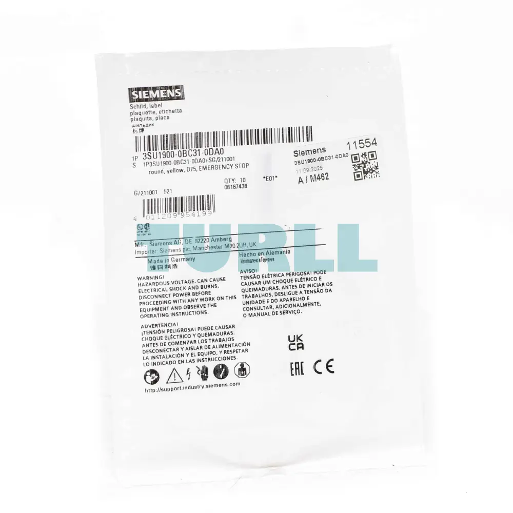 Siemens 3SU1900-0BC31-0DA0 Backing Plate Round for EMERGENCY STOP Mushroom Pushbutton Original Brand New 3 Siemens 3SU1900-0BC31-0DA0 Backing Plate Round for EMERGENCY STOP Mushroom Pushbutton