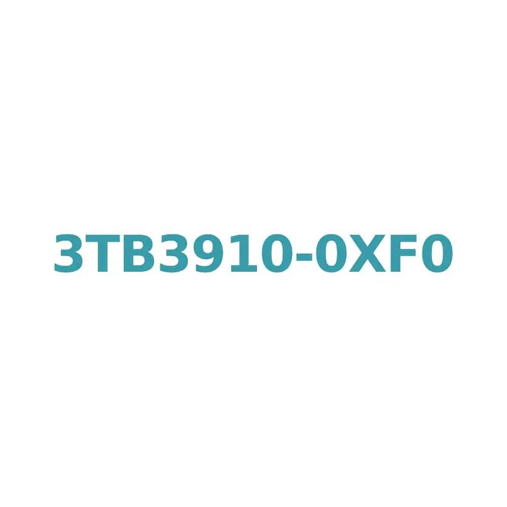 Siemens 3TB3910-0XF0 Contactor, 2.2kW, 6A, 110V AC Coil, 1 NO Auxiliary Contact, Size 0 Original Brand New 1 Siemens 3TB3910-0XF0 Contactor, 2.2kW, 6A, 110V AC Coil, 1 NO Auxiliary Contact, Size 0