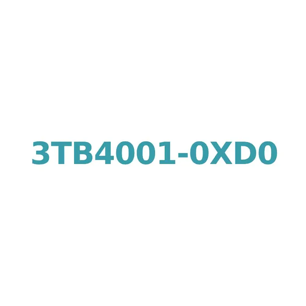 Siemens 3TB4001-0XD0 Contactor, 9A, 4kW, 42V AC, 1 NC Aux. Contact Original Brand New 1 Siemens 3TB4001-0XD0 Contactor, 9A, 4kW, 42V AC, 1 NC Aux. Contact