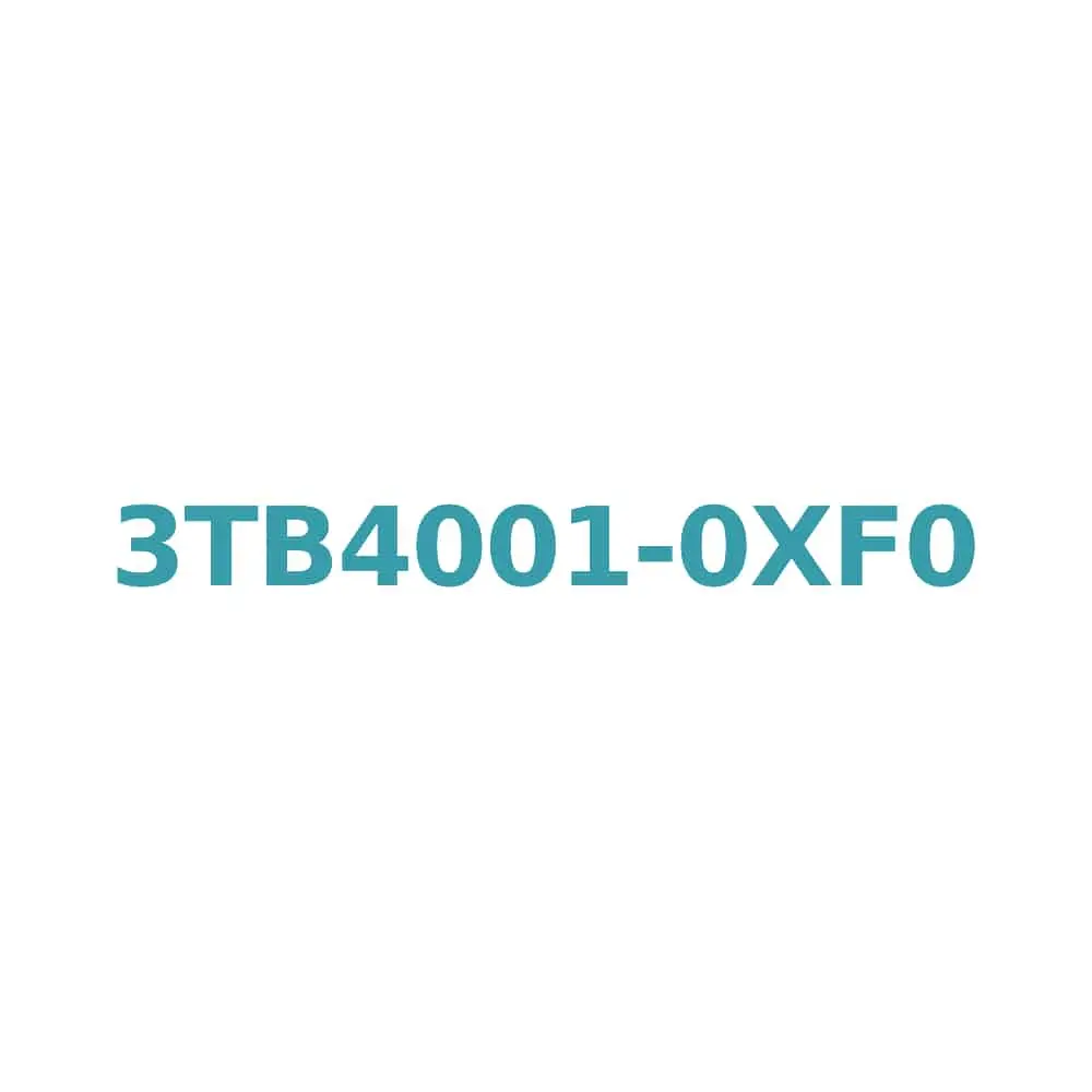 Siemens 3TB4001-0XF0 Contactor 9A, 4kW, 110V AC Coil, Size S0, 1NC Auxiliary Original Brand New 1 Siemens 3TB4001-0XF0 Contactor 9A, 4kW, 110V AC Coil, Size S0, 1NC Auxiliary