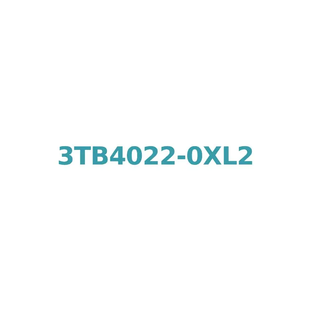 Siemens 3TB4022-0XL2 Contactor AC 50/60 Hz, 9A, 4kW, 230V Coil with 1NO+1NC Aux Contact Original Brand New 1 Siemens 3TB4022-0XL2 Contactor AC 50/60 Hz, 9A, 4kW, 230V Coil with 1NO+1NC Aux Contact