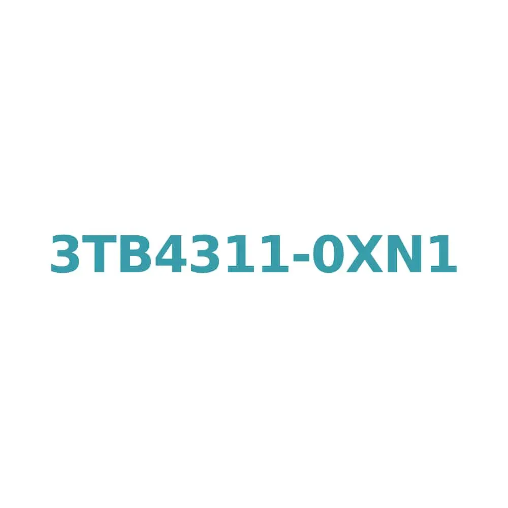 Siemens 3TB4311-0XN1 Contactor, 22A, 11kW, 220V AC Coil, 1NC Auxiliary Contact, Size 1 Original Brand New 1 Siemens 3TB4311-0XN1 Contactor, 22A, 11kW, 220V AC Coil, 1NC Auxiliary Contact, Size 1