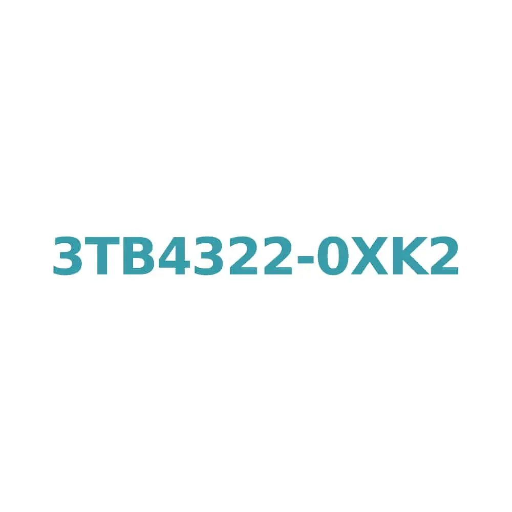 Siemens 3TB4322-0XK2 Contactor 120V AC, 22A, 11kW, 1 NO + 1 NC Auxiliary Contacts Original Brand New 1 Siemens 3TB4322-0XK2 Contactor 120V AC, 22A, 11kW, 1 NO + 1 NC Auxiliary Contacts