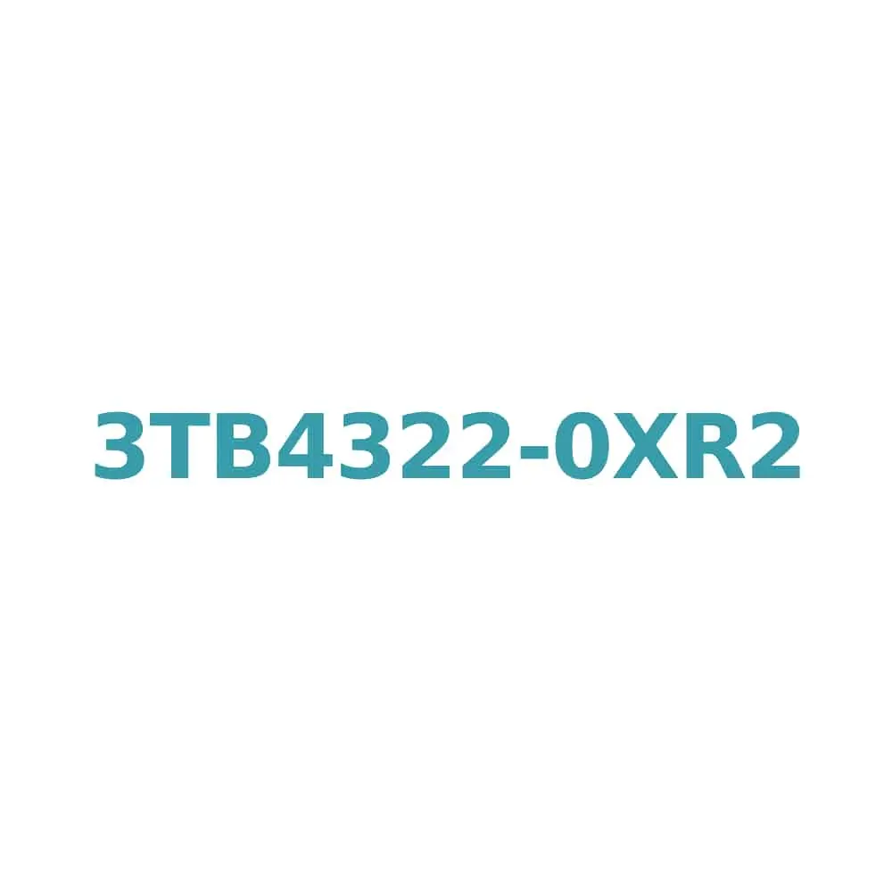 Siemens 3TB4322-0XR2 Contactor 11kW, 22A, 400V AC, with 1NO+1NC Auxiliary Contacts, Size S1, Screw Connection Original Brand New 1 Siemens 3TB4322-0XR2 Contactor 11kW, 22A, 400V AC, with 1NO+1NC Auxiliary Contacts, Size S1, Screw Connection