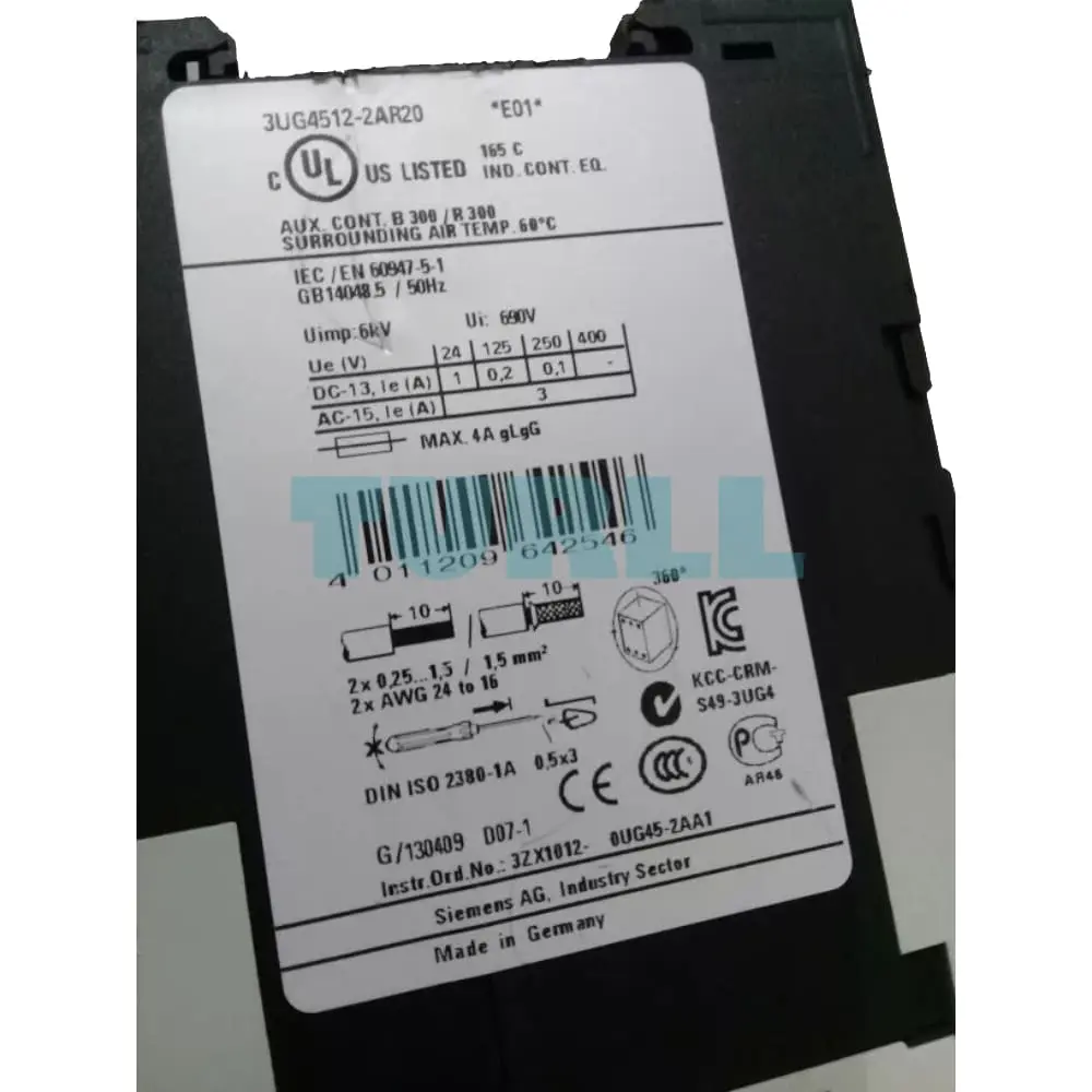 3UG4512-2AR20 Siemens SIRIUS Line Monitoring Original Brand New 4 3UG4512-2AR20 Siemens SIRIUS Line Monitoring