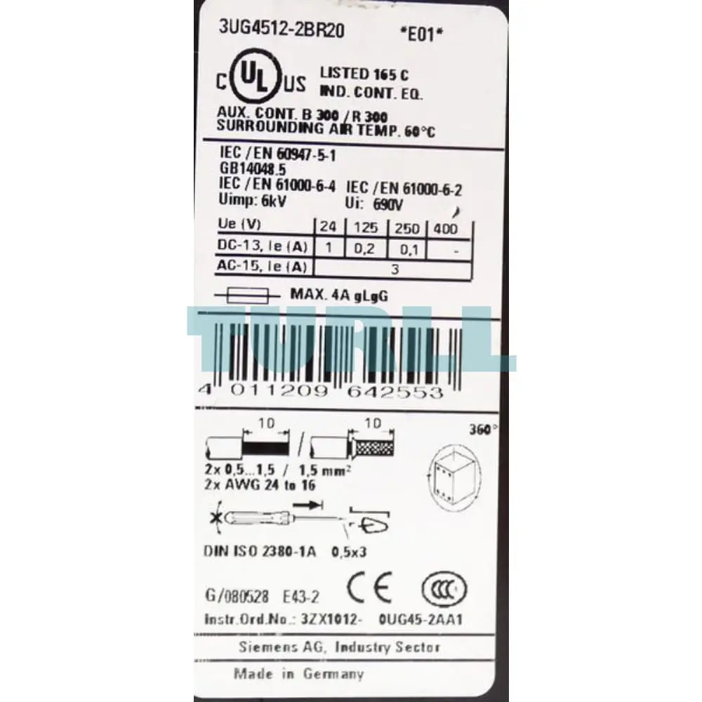 3UG4512-2BR20 Siemens Line Monitoring Original Brand New 5 3UG4512-2BR20 Siemens Line Monitoring