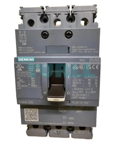 Siemens 3VA5110-4ED31-0AA0 Circuit Breaker 3VA5 UL Frame 125, 3-Pole, 25 kA @ 480 V