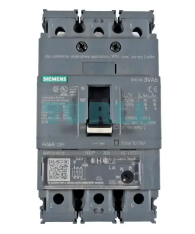 Siemens 3VA5120-4EC31-0AA0 Circuit Breaker 3VA5 UL Frame 125, 3-Pole, 20A, 25kA @ 480V