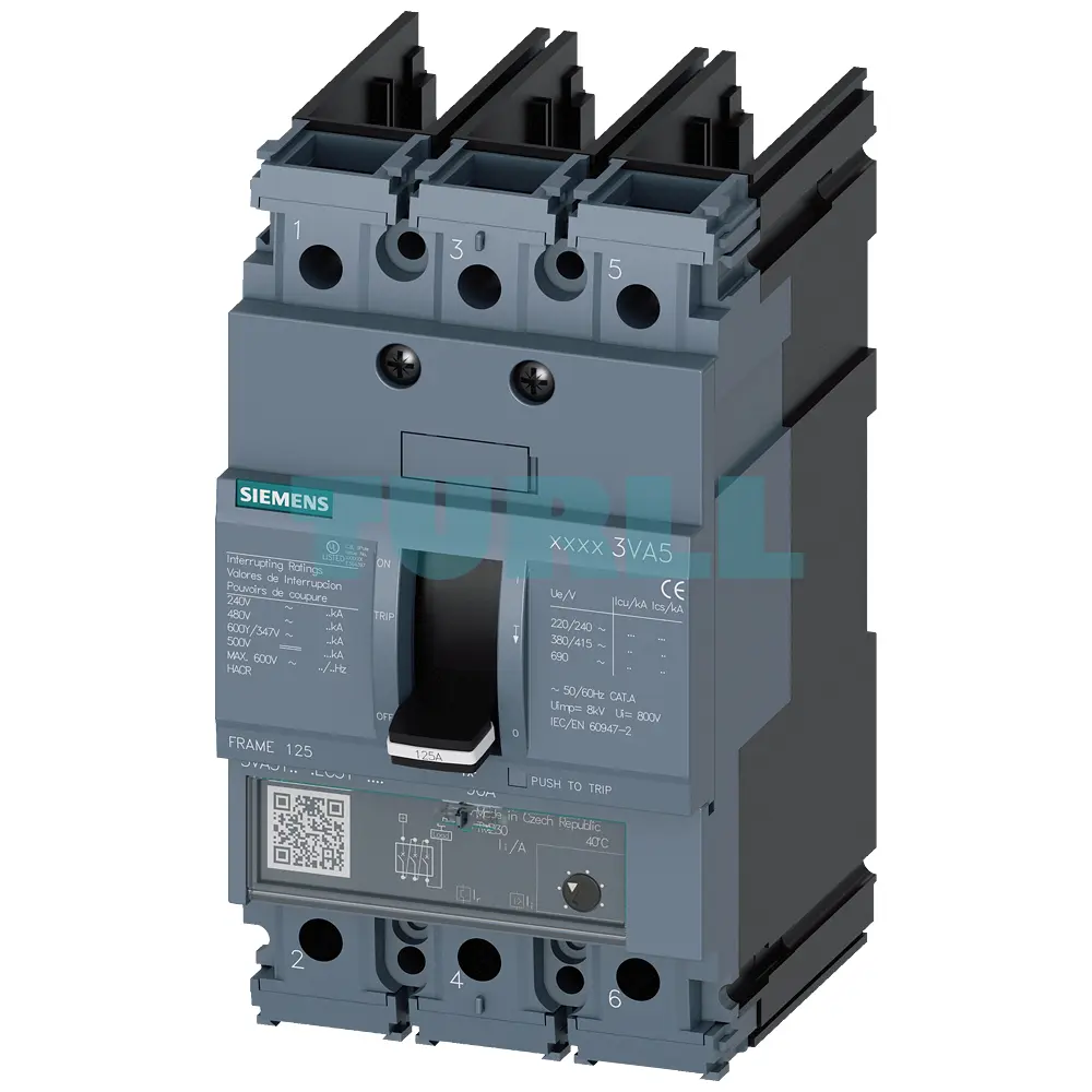 Siemens 3VA5180-4EC31-0AA0 Circuit Breaker 3VA5 UL Frame 125, 3-Pole, 80A