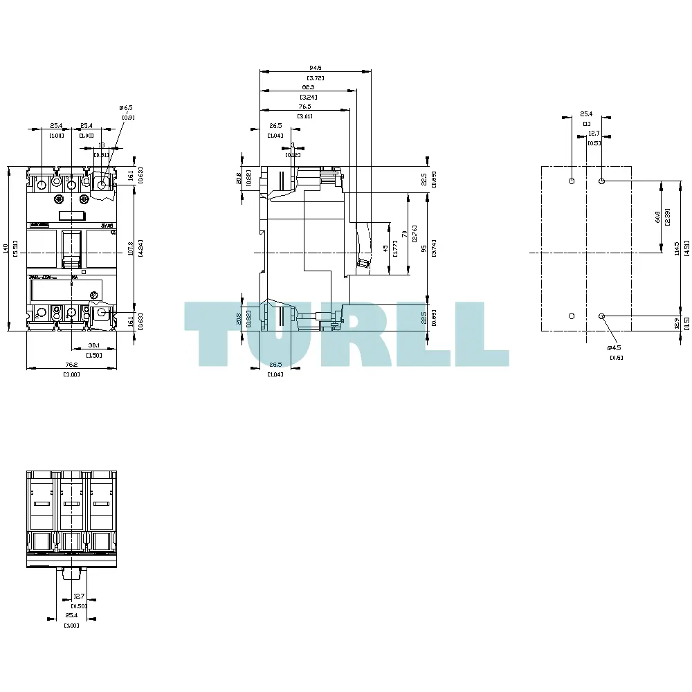 Siemens 3VA5180-4EC31-0AA0 Circuit Breaker 3VA5 UL Frame 125, 3-Pole, 80A