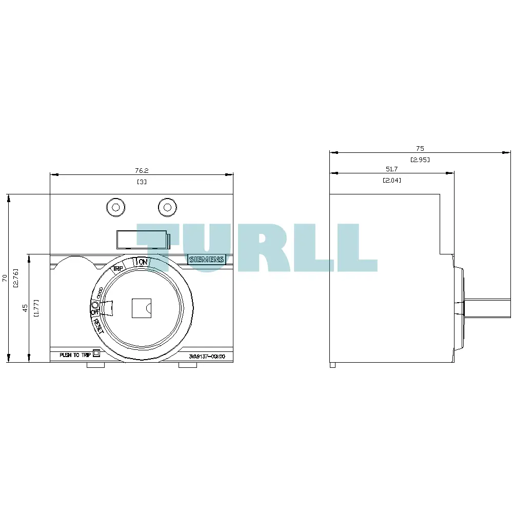Siemens 3VA9137-0GK00 Rotary Operator with Shaft Stub for 3VA51, 8UC Retrofit Accessory