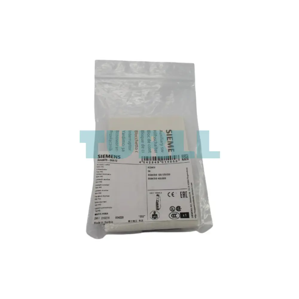 Siemens 3VA9978-0AA12 Auxiliary Switch, Type HQ (7mm) Changeover Contacts for 3VA4/5/6 Series