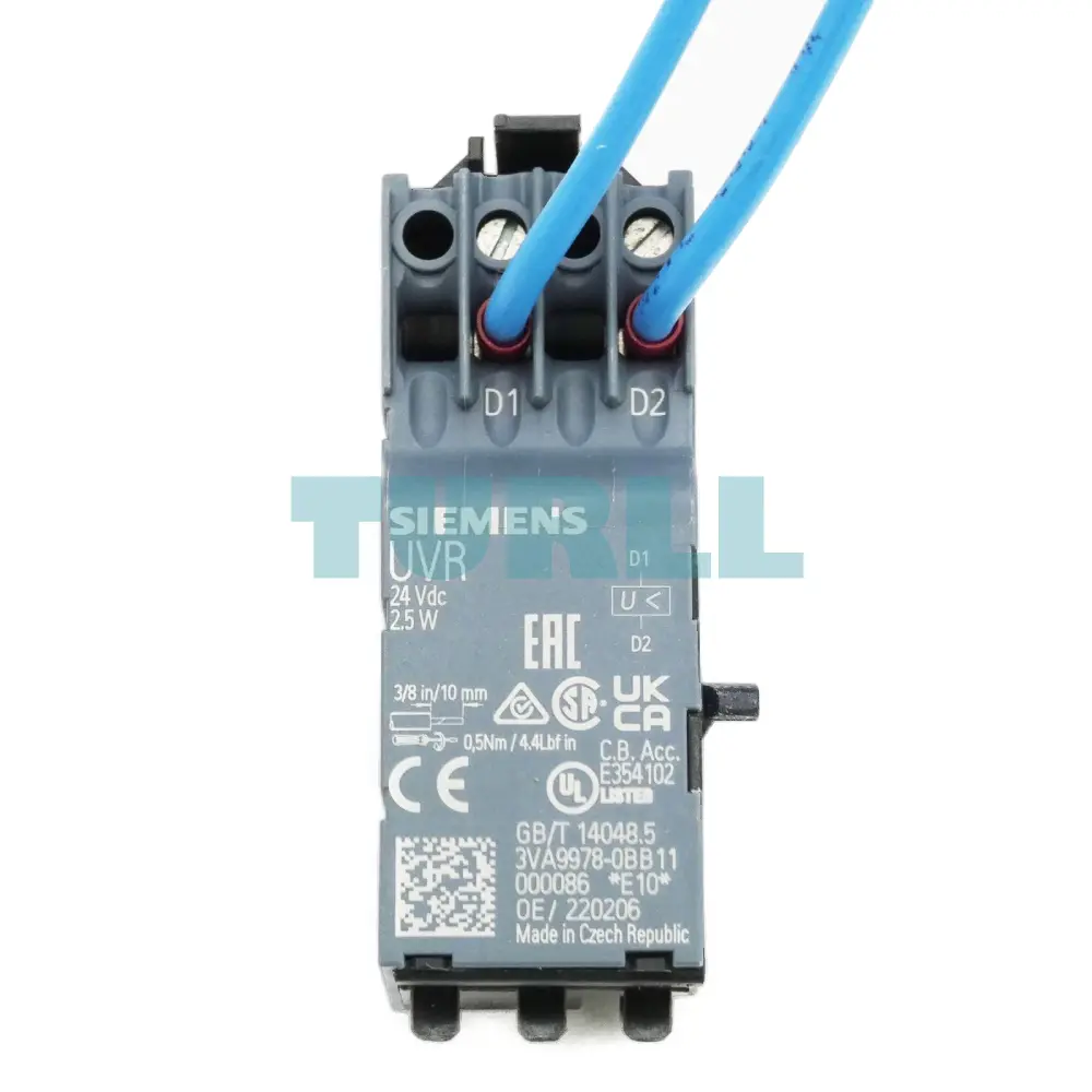 Siemens 3VA9978-0BB11 Undervoltage Release (UVR), 24V DC Accessory for 3VA4/5/6 MCCB
