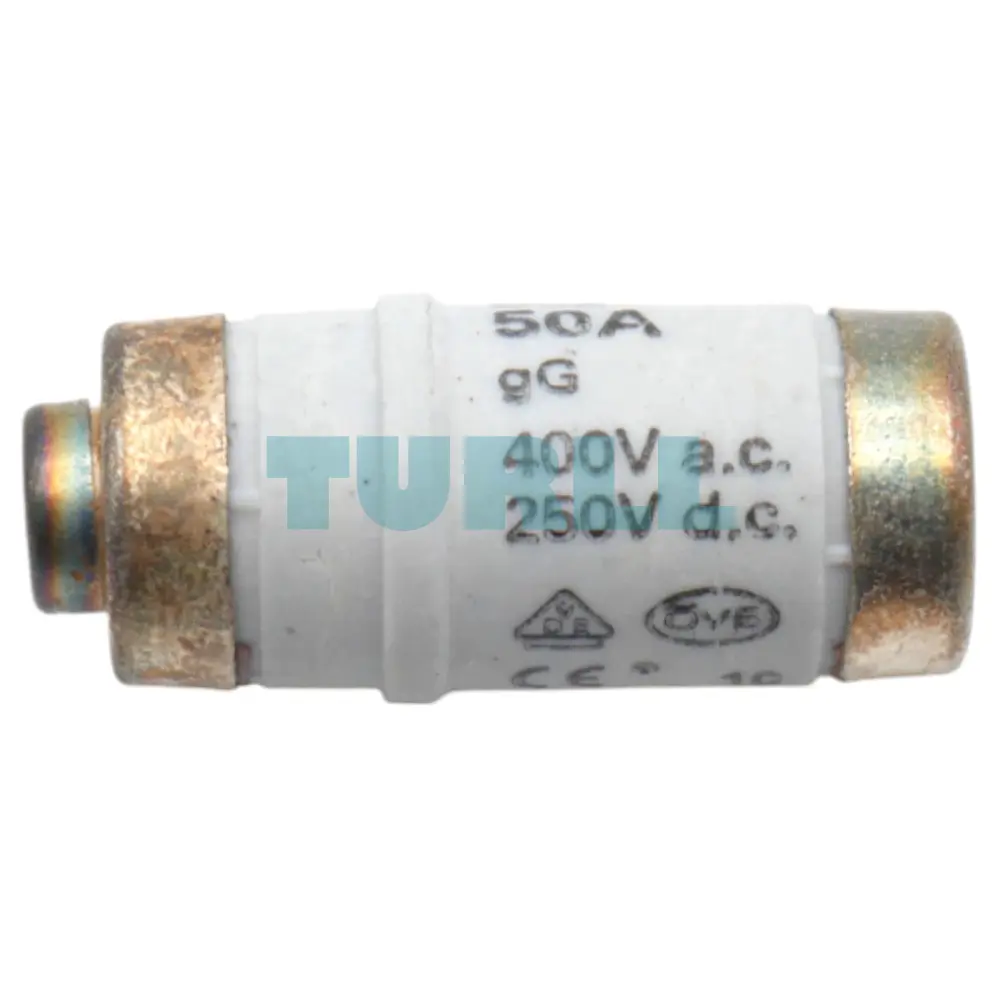 Siemens 5SE2350 NEOZED Fuse-Link, D02, 50A, gG, 400V AC / 250V DC, with Silver-Coated Contact Caps