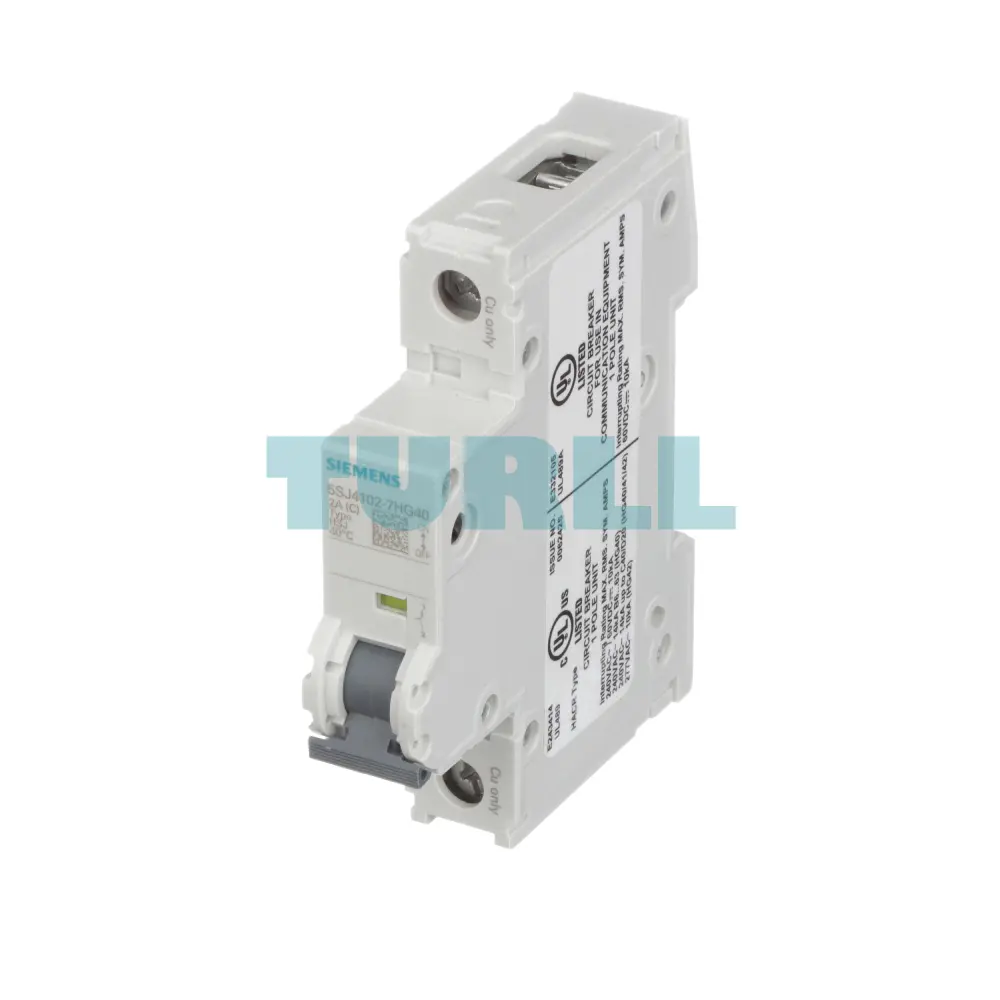 Siemens 5SJ4102-7HG40 Miniature Circuit Breaker 240V 14kA, 1-Pole, C Curve, 2A, UL 489
