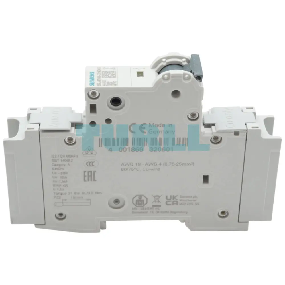 Siemens 5SJ4104-7HG41 Miniature Circuit Breaker 4A, 1-Pole, 240V, C-Curve, UL 489