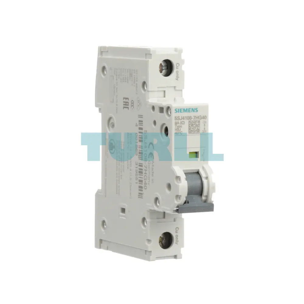 Siemens 5SJ4108-7HG40 Miniature Circuit Breaker 1-Pole, 8A, 240V, 14kA, UL 489 Rated