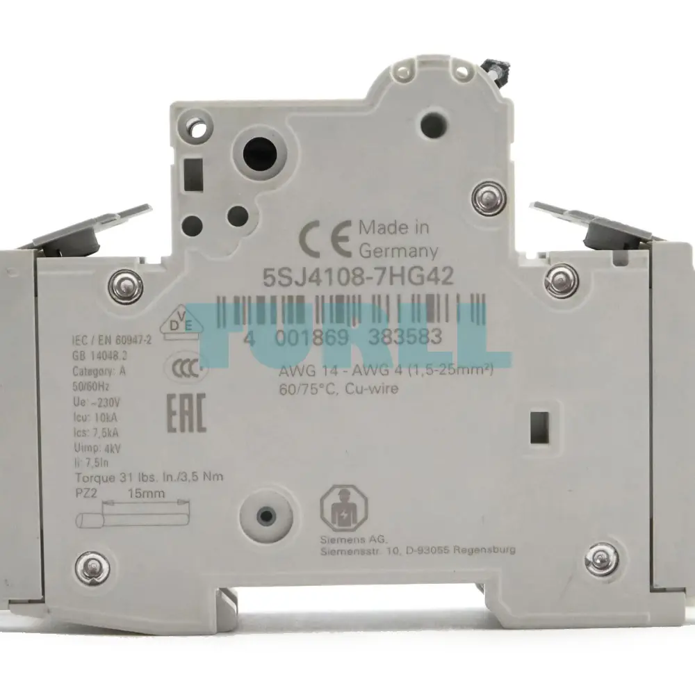 Siemens 5SJ4108-7HG42 Miniature Circuit Breaker 1 Pole, 8A, C Curve, 10kA, UL 489
