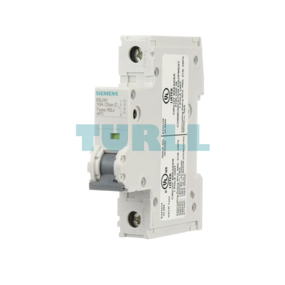 Siemens 5SJ4110-7HG40 Miniature Circuit Breaker 1-Pole, 10A, Type C, 14kA, UL 489