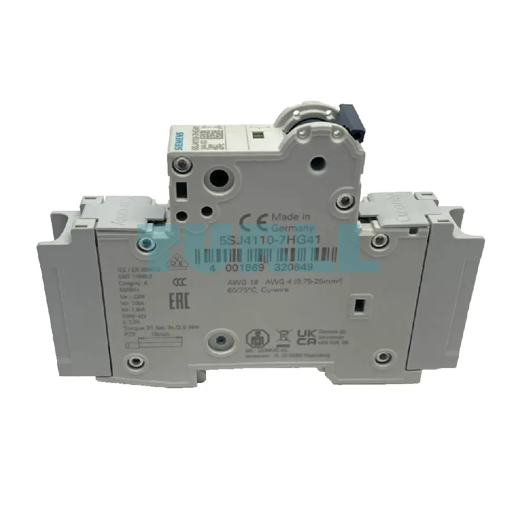 Siemens 5SJ4110-7HG41 Miniature Circuit Breaker 1-Pole, 10A, C-Curve, 240V, 14kA, UL 489 Certified